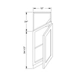 12”W Base Right Angle Cabinet - Dark Gray Recessed - Craft Cabinetry Image Specifications