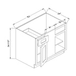 42”W Blind Corner Base Cabinet - Dark Gray Recessed - Craft Cabinetry Image Specifications