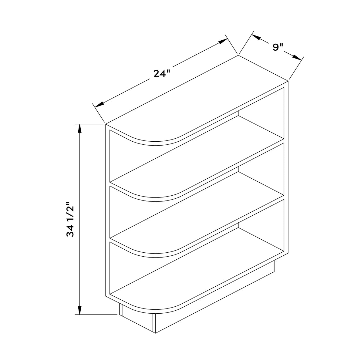 9”W Base End Shelf Cabinet - Black Shaker - Craft Cabinetry Image Specifications