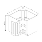 33”W Lazy Susan Corner Base Cabinet - White Shaker - Craft Cabinetry Image Specifications