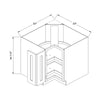 33”W Lazy Susan Corner Base Cabinet - White Shaker - Craft Cabinetry