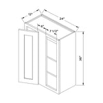 24”W x 36”H Blind Wall Corner Cabinet - Dark Gray Recessed - Craft Cabinetry Image Specifications