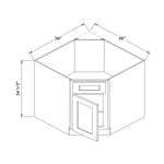 36”W Diagonal Corner Sink Cabinet - Gray Shaker - Craft Cabinetry Image Specifications