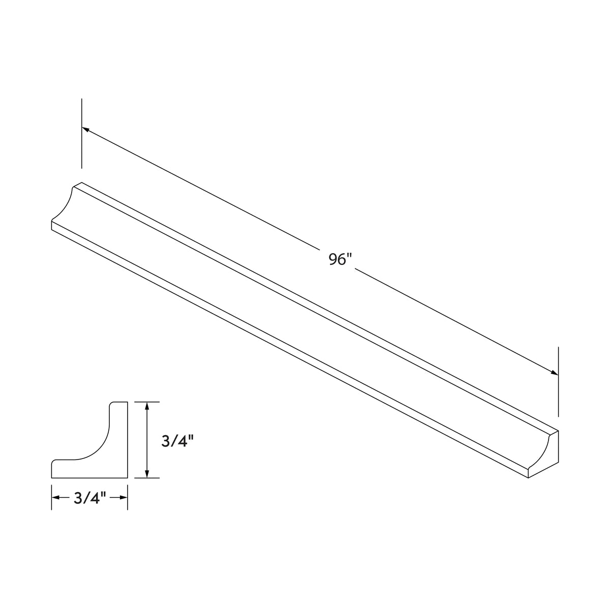Inside Corner Molding - Black Shaker - Craft Cabinetry Image Specifications