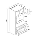 33”W x 96”H Oven Cabinet - Natural Shaker - Craft Cabinetry Image Specifications