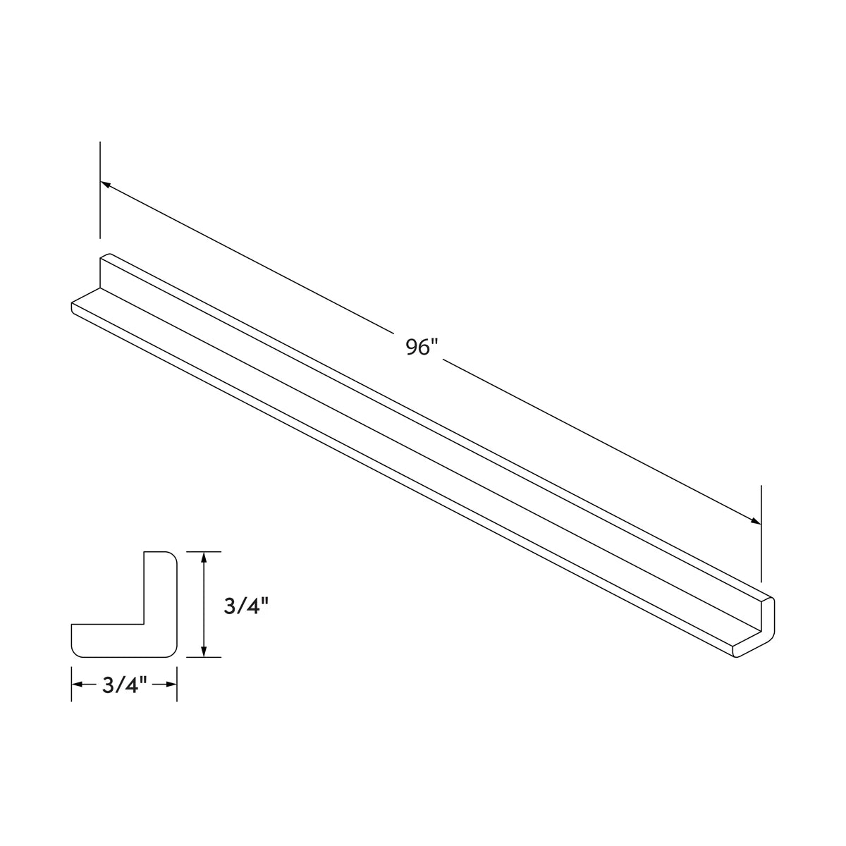 Outside Corner Molding - Black Shaker - Craft Cabinetry Image Specifications