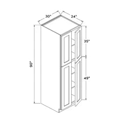 30”W x 90”H Pantry Cabinet - White Shaker - Craft Cabinetry Image Specifications