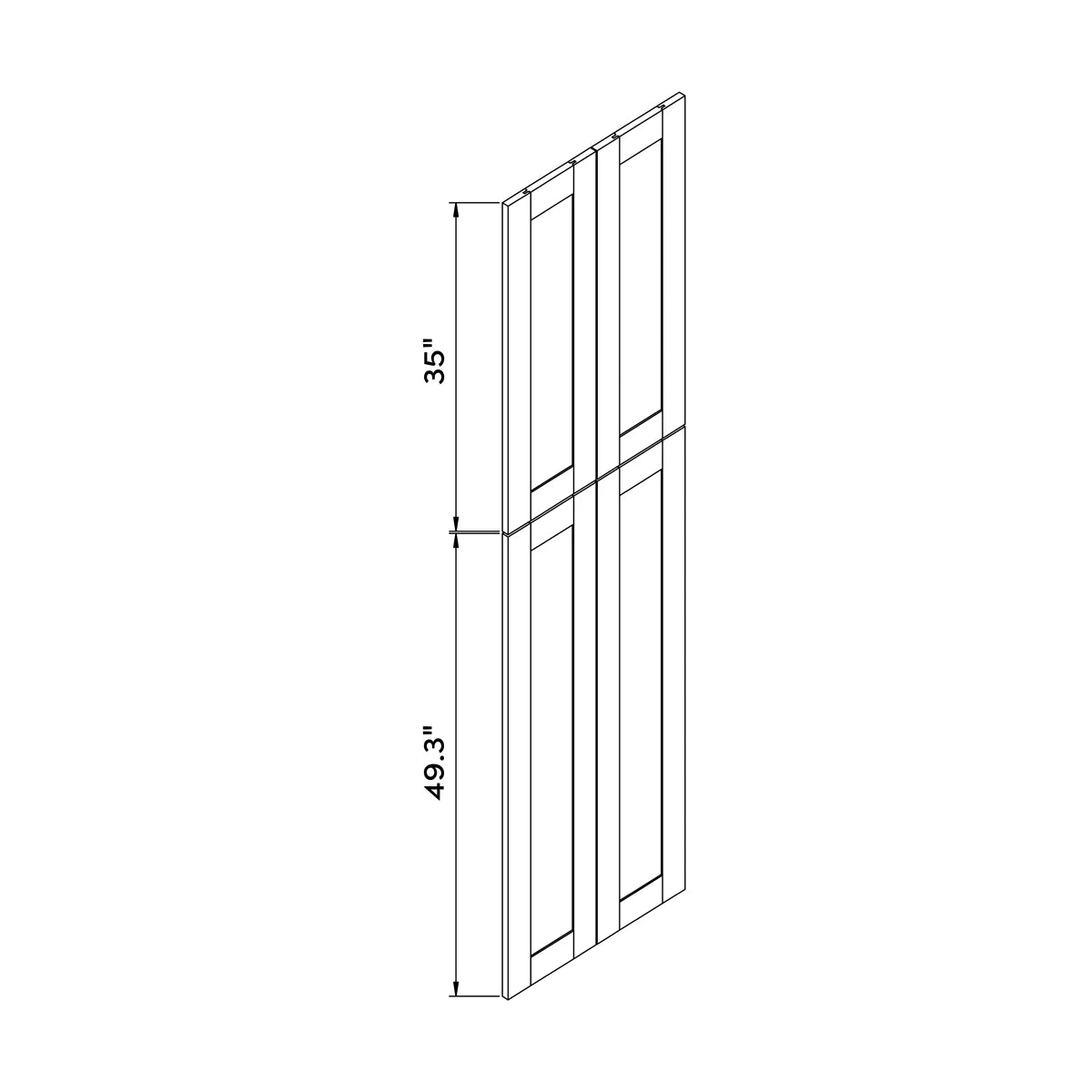 Decorative Dummy Door 24"W x 90"H Wall - White Recessed - Craft Cabinetry Image Specifications