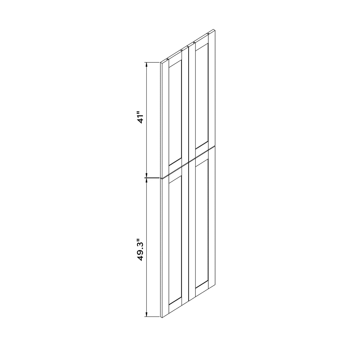 Decorative Dummy Door 24"W x 96"H Wall - Gray Shaker - Craft Cabinetry Image Specifications