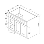 36”W Left Drawers Right Door Vanity Cabinet - Natural Shaker - Craft Cabinetry Image Specifications