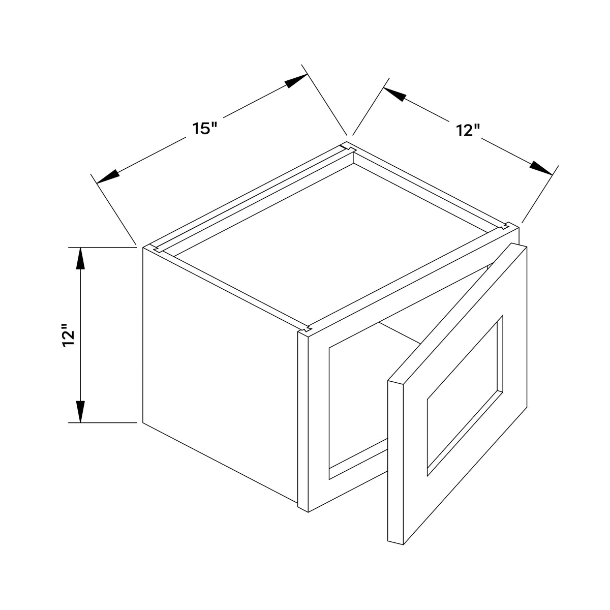 15”W x 12”H Wall Cabinet - Natural Shaker - Craft Cabinetry Image Specifications