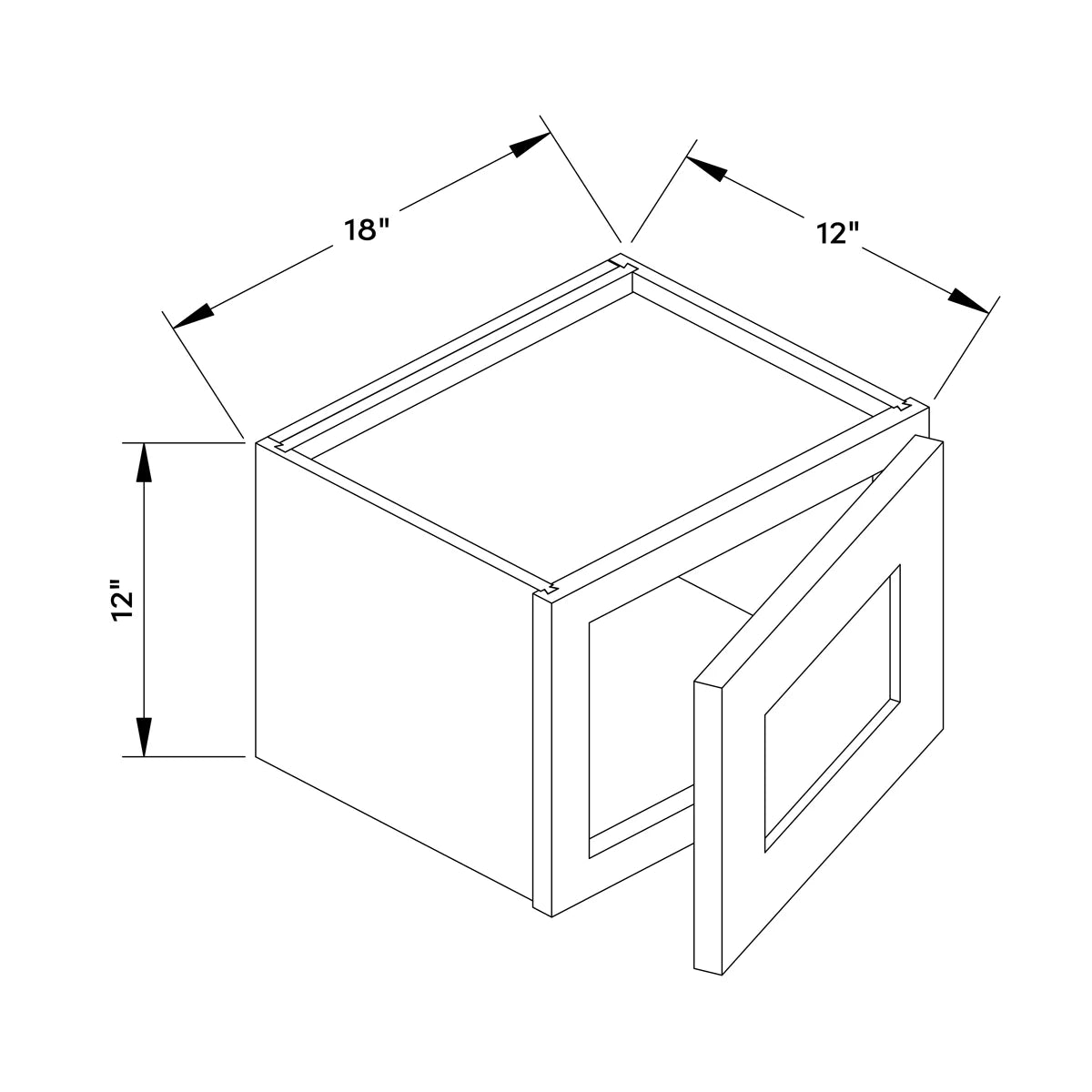 18”W x 12”H Wall Cabinet - Black Shaker - Craft Cabinetry Image Specifications