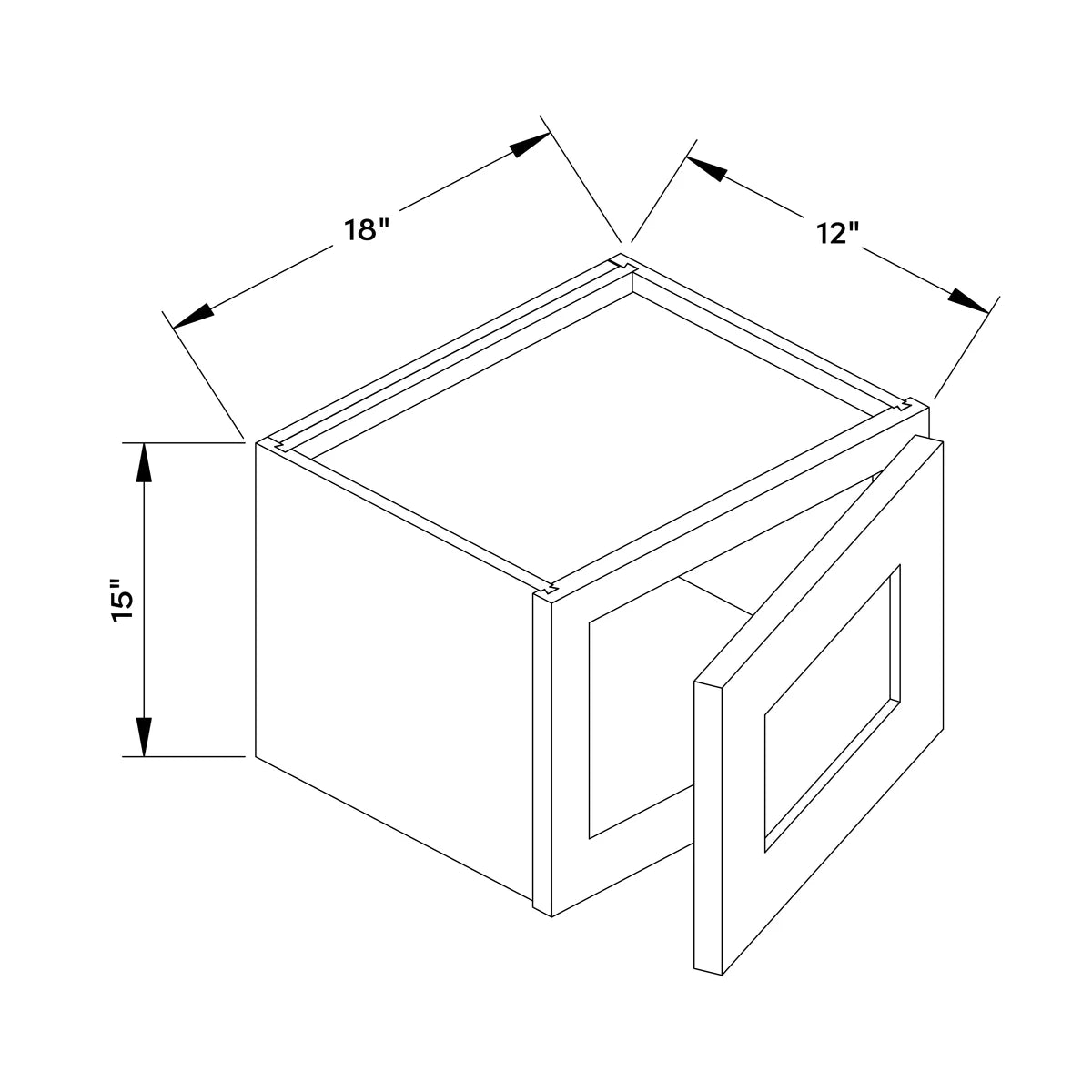 18”W x 15”H Wall Cabinet - Black Shaker - Craft Cabinetry Image Specifications