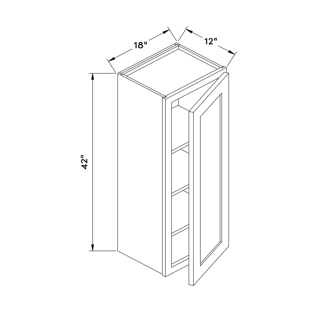 18”W x 42”H Wall Cabinet - Black Shaker - Craft Cabinetry Image Specifications