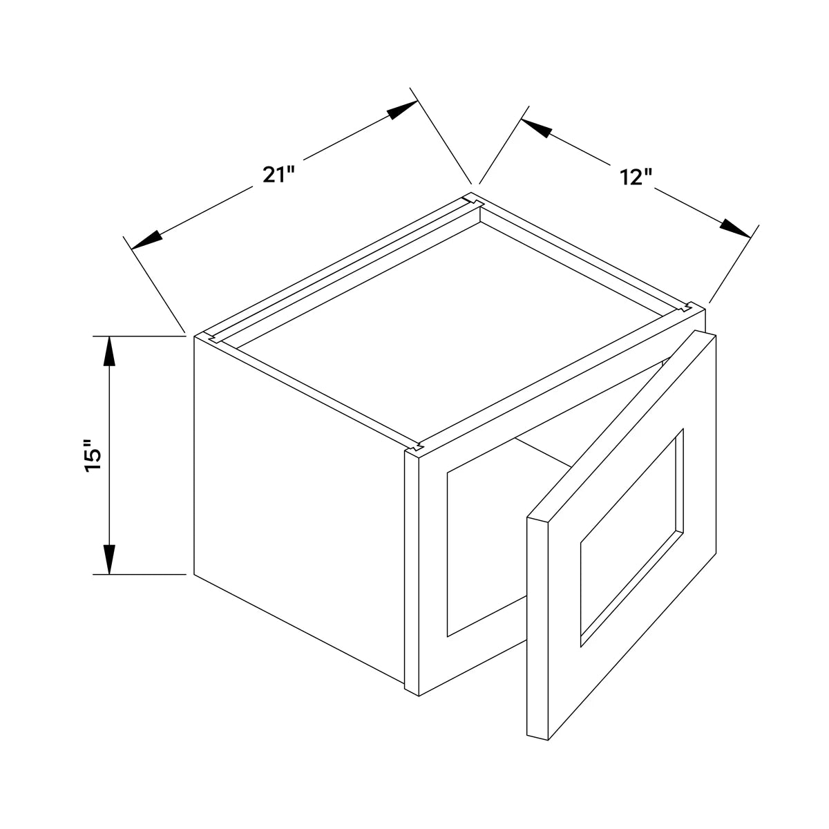 21”W x 15”H Wall Cabinet - Black Shaker - Craft Cabinetry Image Specifications