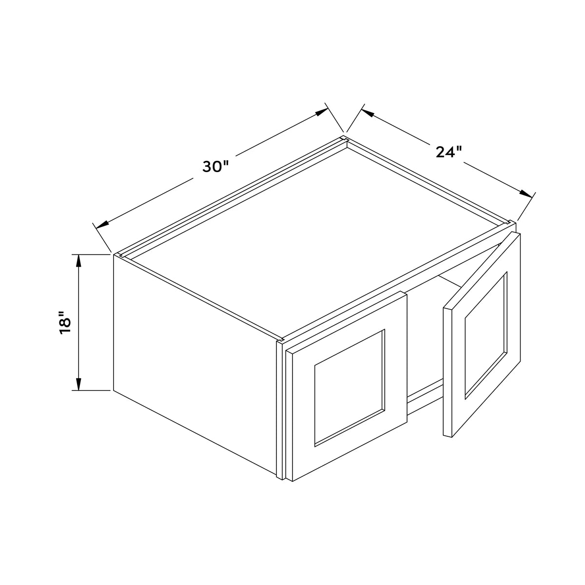 30”W x 18”H 24" Depth Wall Cabinet - Natural Shaker - Craft Cabinetry Image Specifications