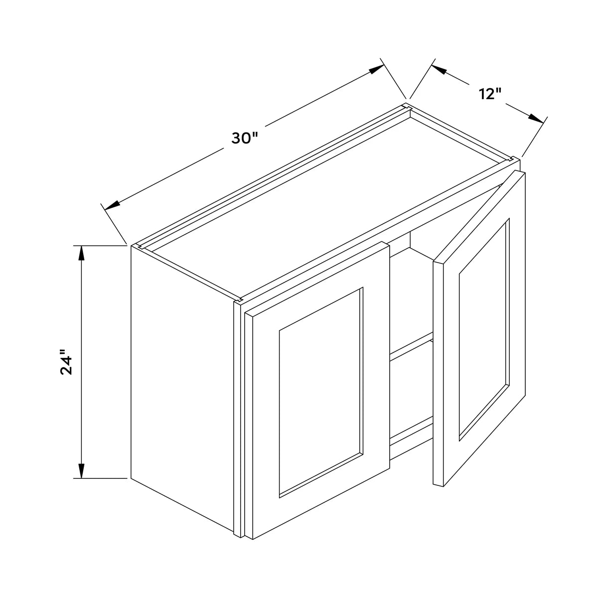 30”W x 24”H Wall Cabinet - White Shaker - Craft Cabinetry Image Specifications