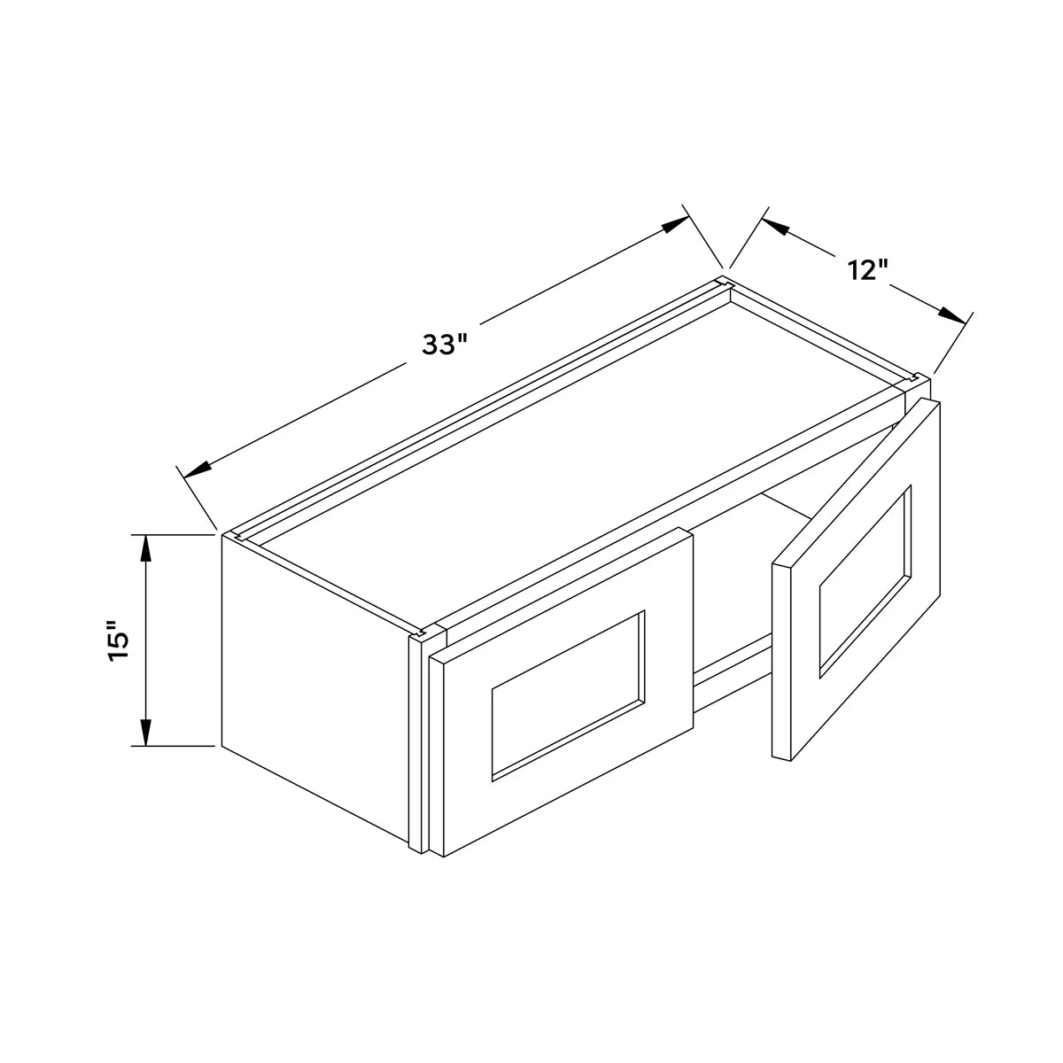 33”W x 15”H Wall Cabinet - White Recessed - Craft Cabinetry Image Specifications