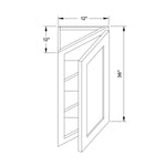 12”W x 36”H Wall Angle Corner Cabinet - White Recessed - Craft Cabinetry Image Specifications