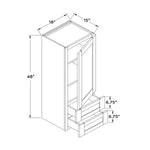 18”W x 48”H 15" Depth Wall Cabinet with 2 Drawers - Black Shaker - Craft Cabinetry Image Specifications