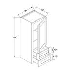18”W x 54”H 15" Depth Wall Cabinet with 2 Drawers - White Shaker - Craft Cabinetry Image Specifications
