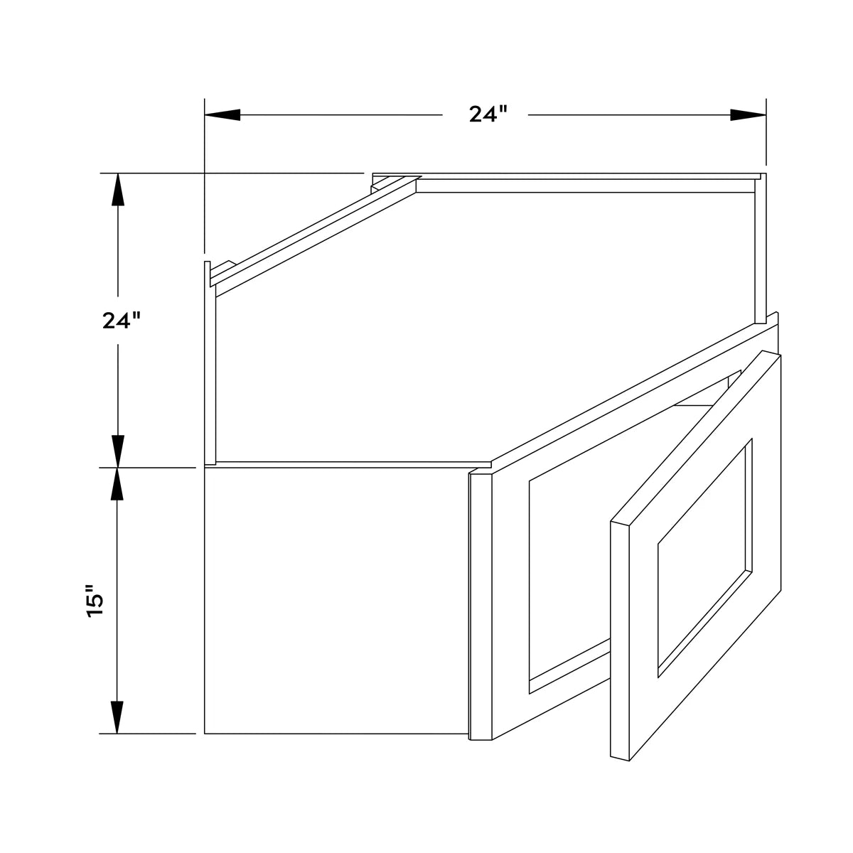 24”W x 15”H Wall Diagonal Corner Cabinet - Dark Gray Recessed - Craft Cabinetry Image Specifications