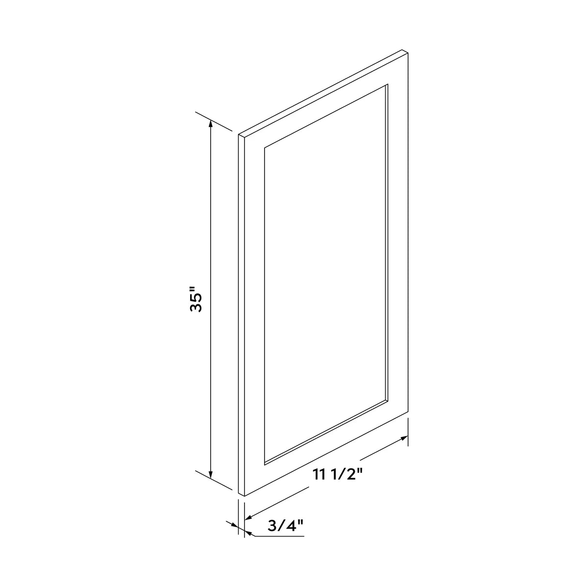 Decorative Dummy Door 12"W x 36"H Wall - Black Shaker - Craft Cabinetry Image Specifications