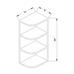 9”W x 36”H Wall End Shelf - Black Shaker - Craft Cabinetry Image Specifications