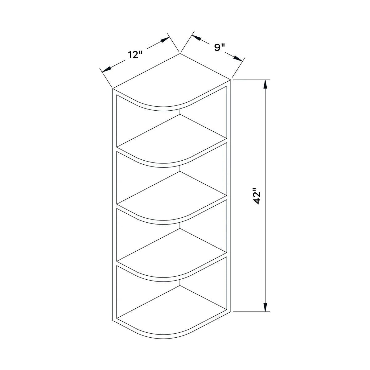 9”W x 42”H Wall End Shelf - White Shaker - Craft Cabinetry Image Specifications