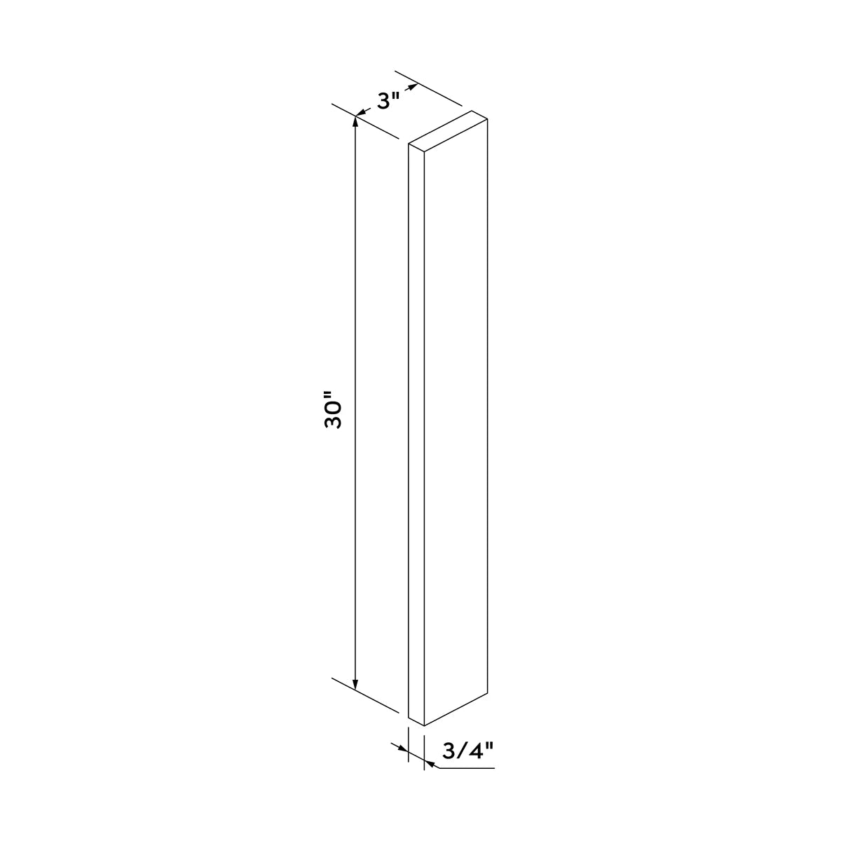 3"W x 30"H Wall Filler - Gray Shaker - Craft Cabinetry Image Specifications