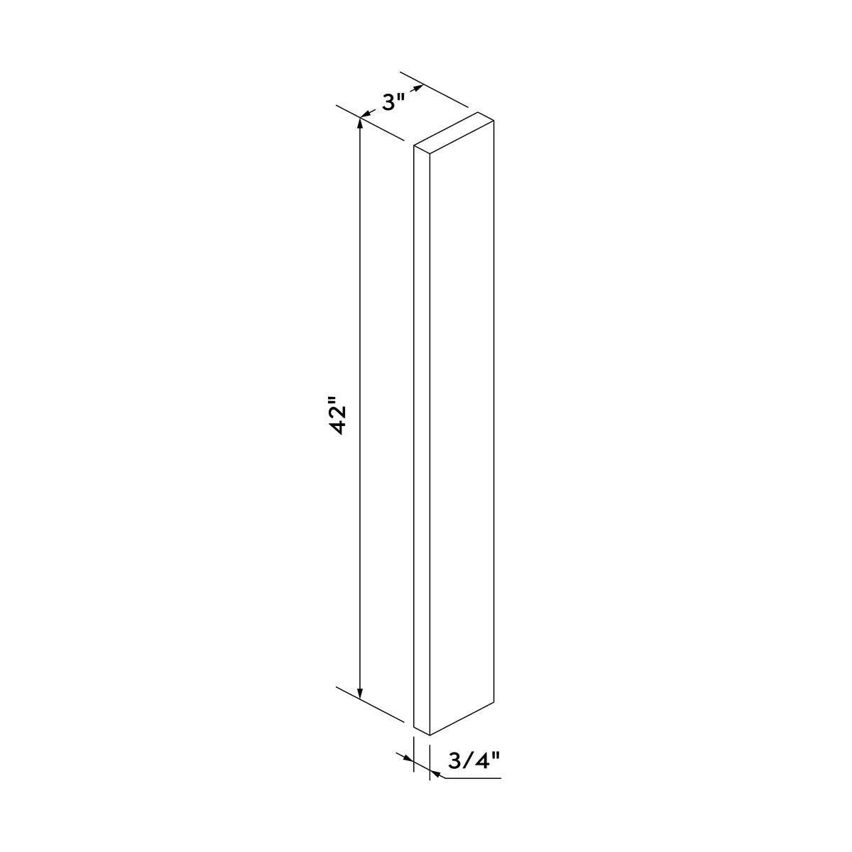 3"W x 42"H Wall Filler - White Recessed - Craft Cabinetry Image Specifications