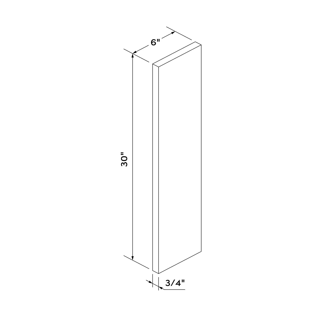 6"W x 30"H Wall Filler - Gray Shaker - Craft Cabinetry Image Specifications