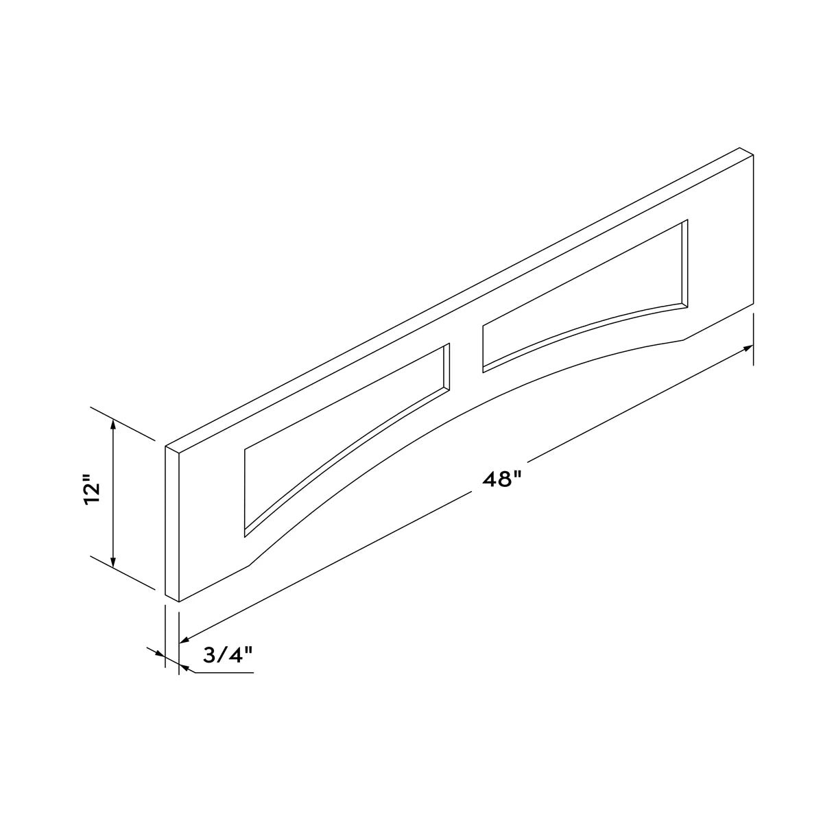 48" Arched Valance - Natural Shaker - Craft Cabinetry Image Specifications