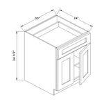 30”W Base Cabinet - White Shaker - Craft Cabinetry Image Specifications