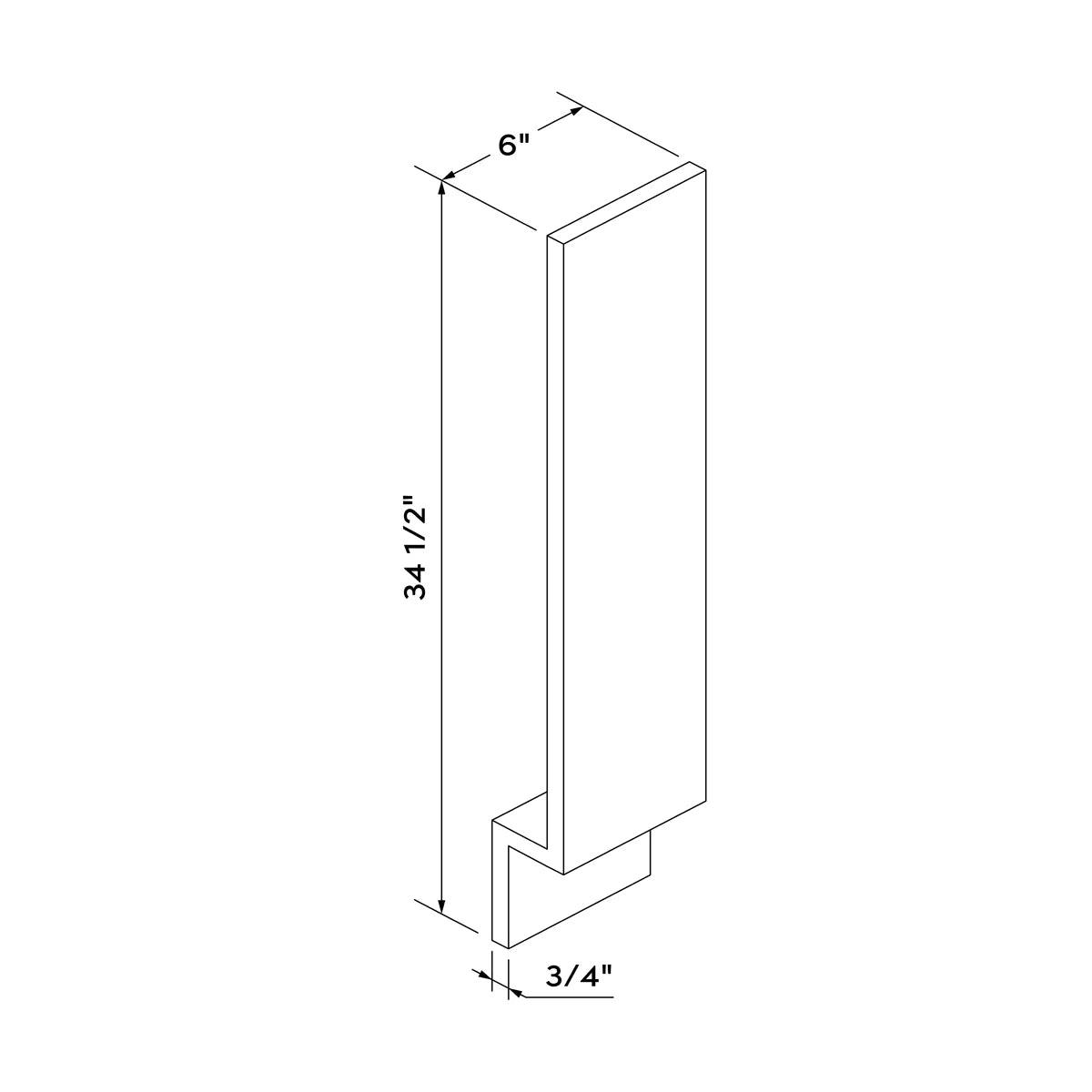 6"W Base Filler - White Recessed - Craft Cabinetry Image Specifications