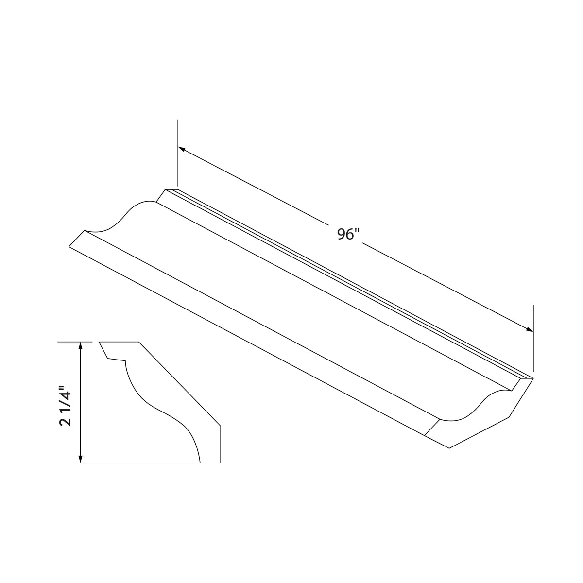 Small Crown Molding - Natural Shaker - Craft Cabinetry Image Specifications