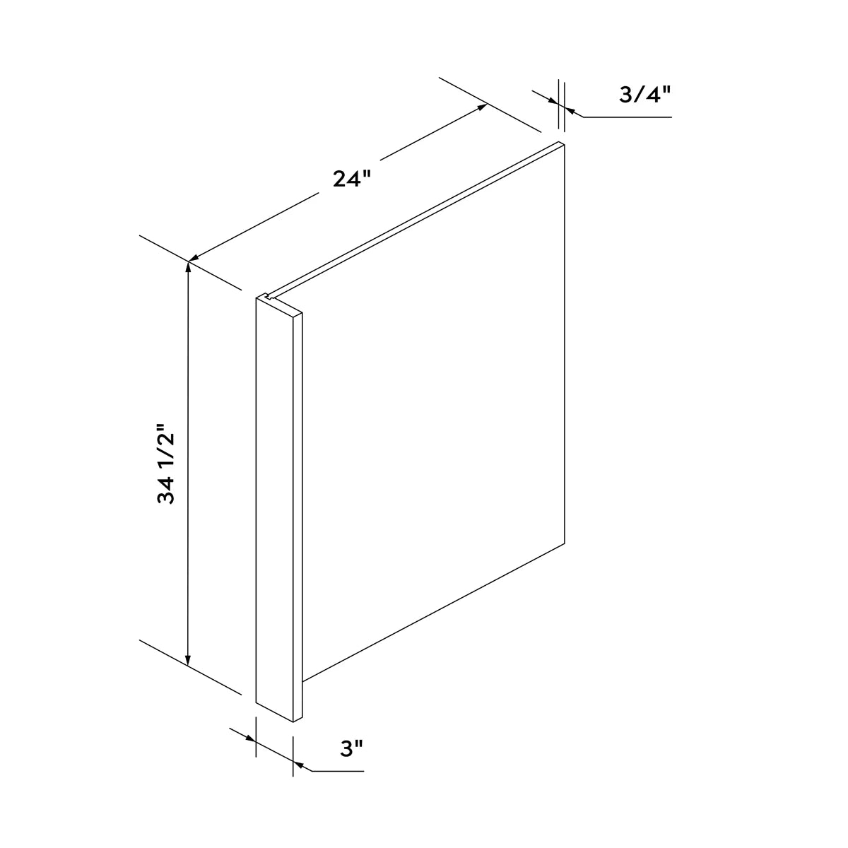 Dishwasher End Panel with 3" Filler - White Recessed - Craft Cabinetry Image Specifications