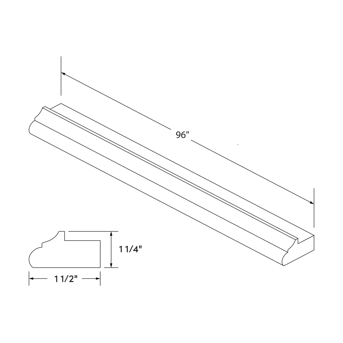 Light Rail Rounded Molding - Natural Shaker - Craft Cabinetry Image Specifications