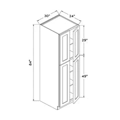 30"W x 84”H Pantry Cabinet - White Recessed - Craft Cabinetry Image Specifications