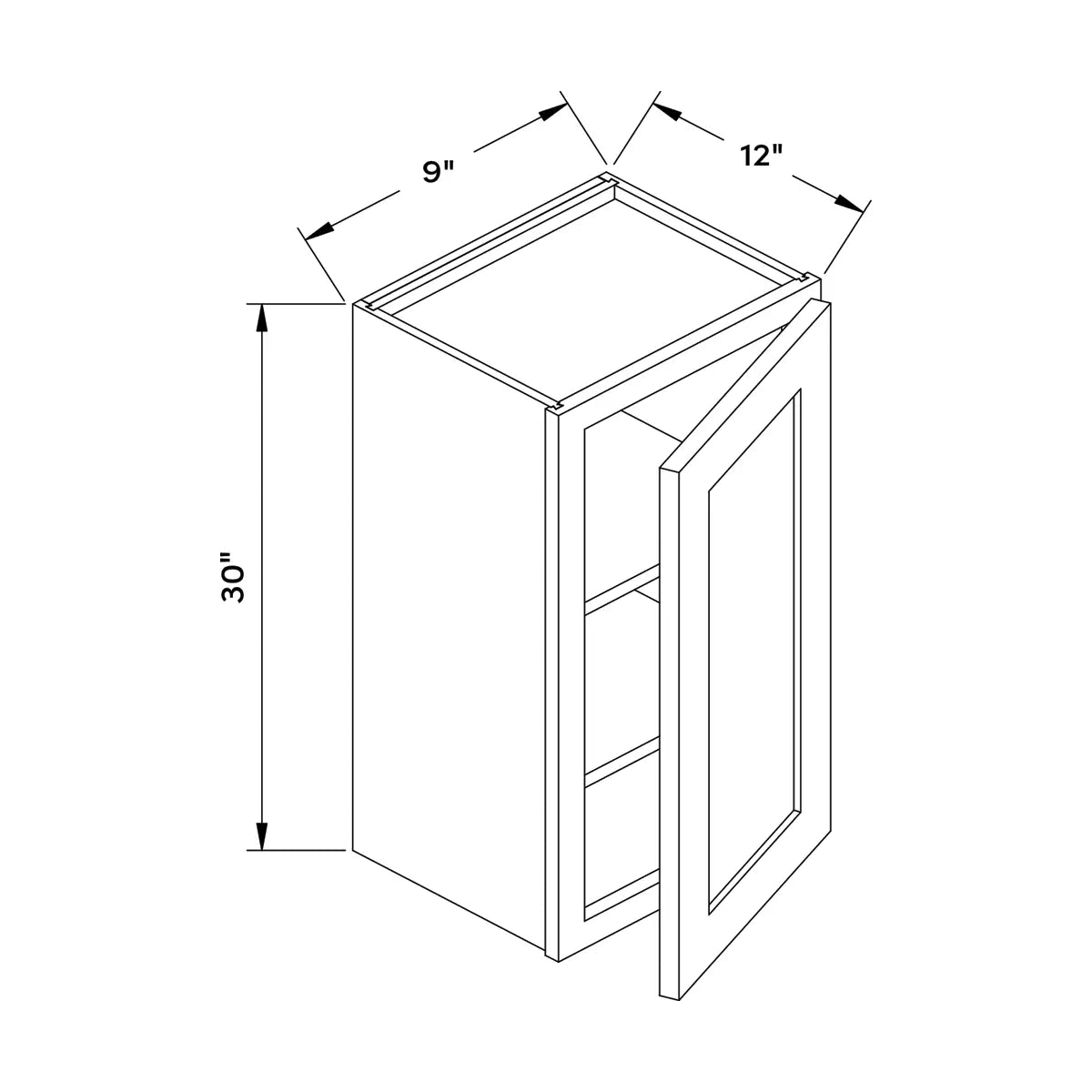 White Shaker 9"W x 30"H Wall Cabinet