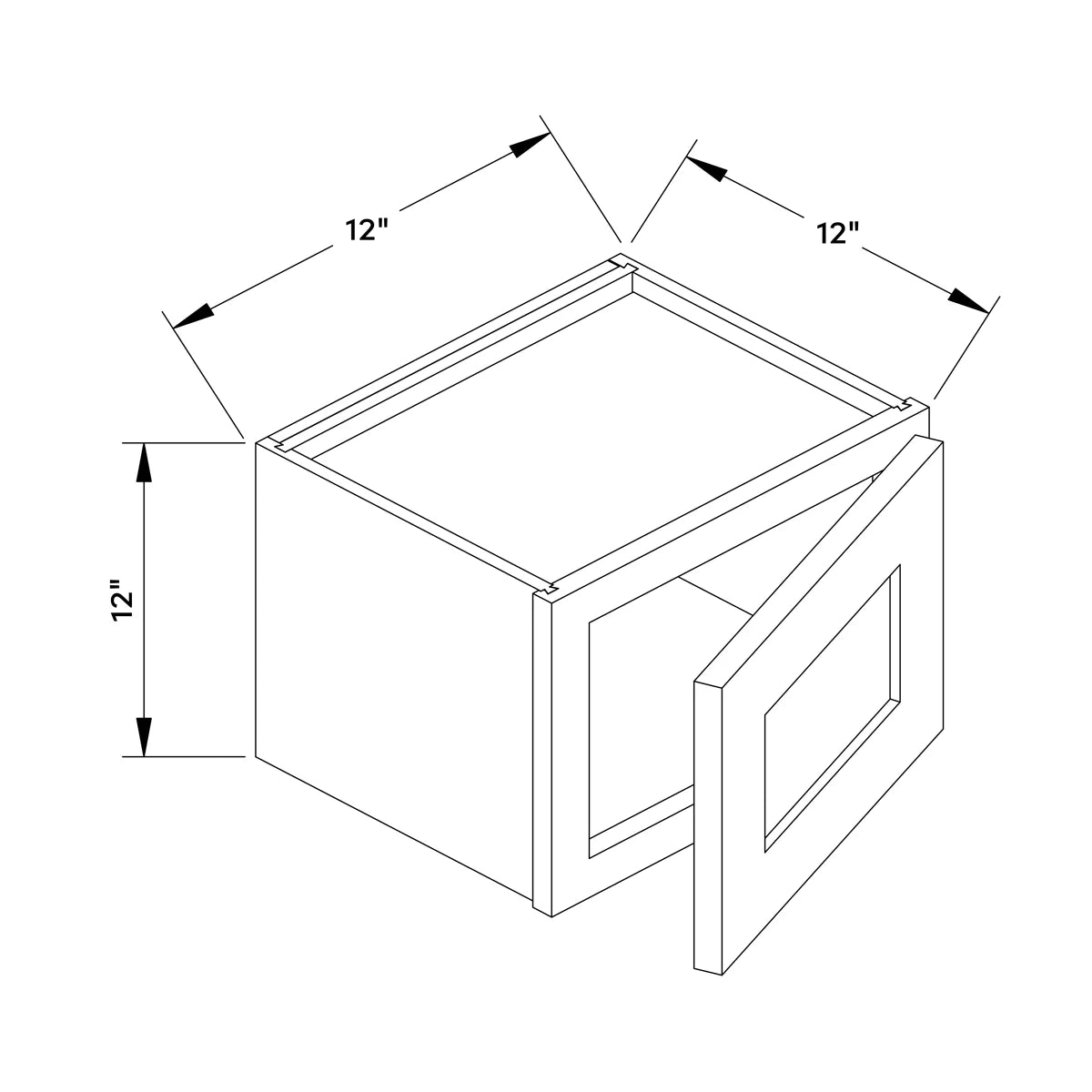 12”W x 12”H Wall Cabinet - Natural Shaker - Craft Cabinetry Image Specifications