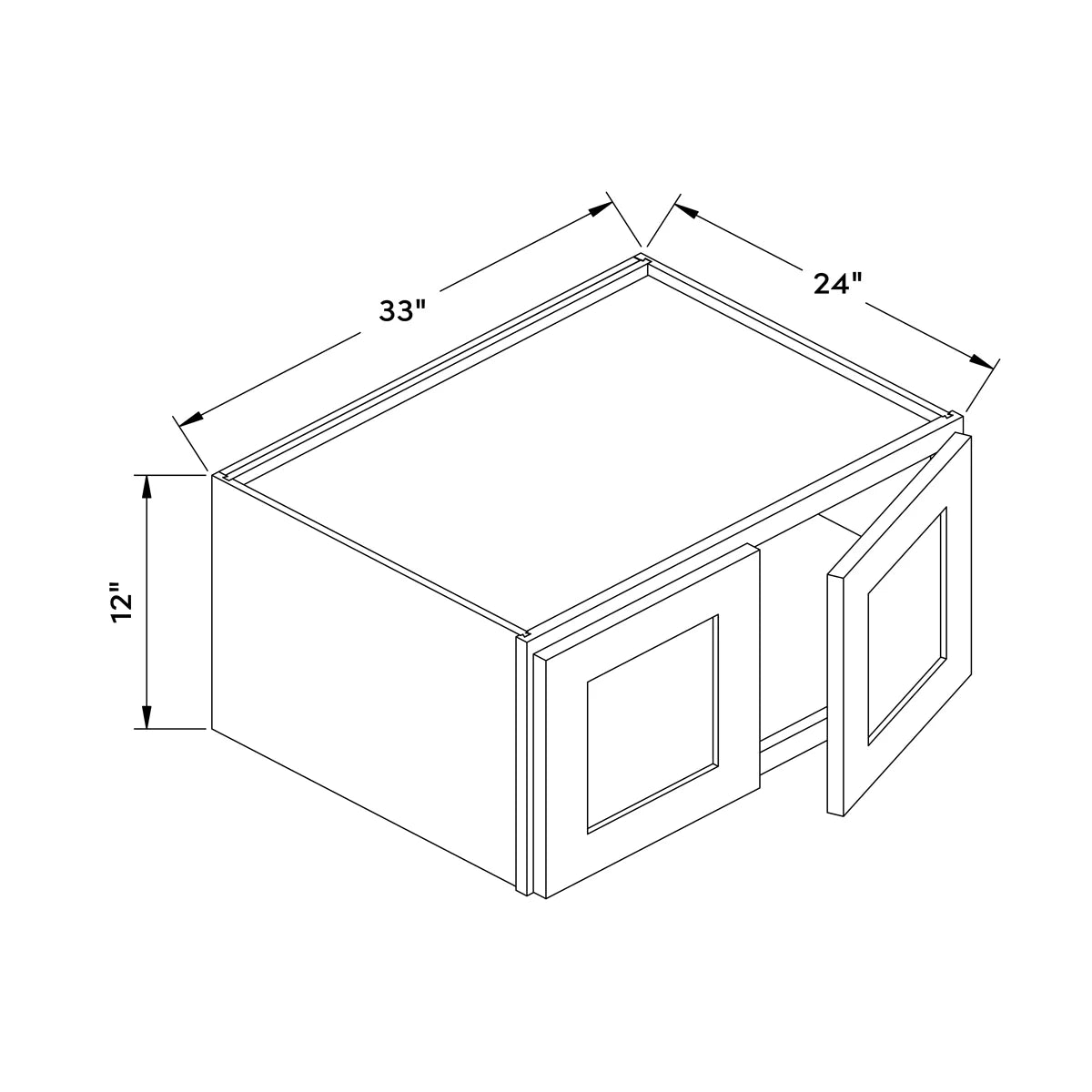 33”W x 12”H 24" Depth Wall Cabinet - White Recessed - Craft Cabinetry Image Specifications