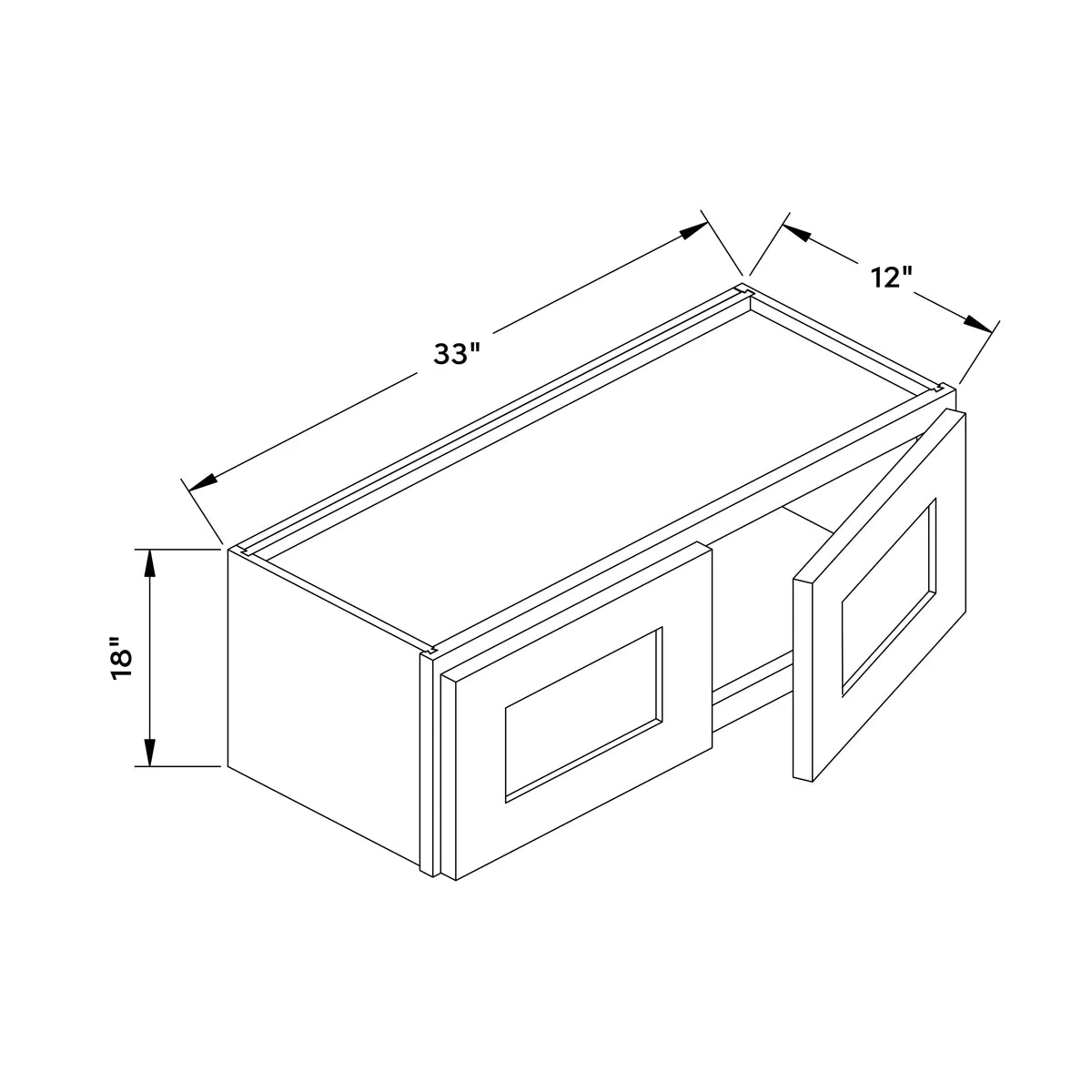 33”W x 18”H Wall Cabinet - Gray Shaker - Craft Cabinetry Image Specifications