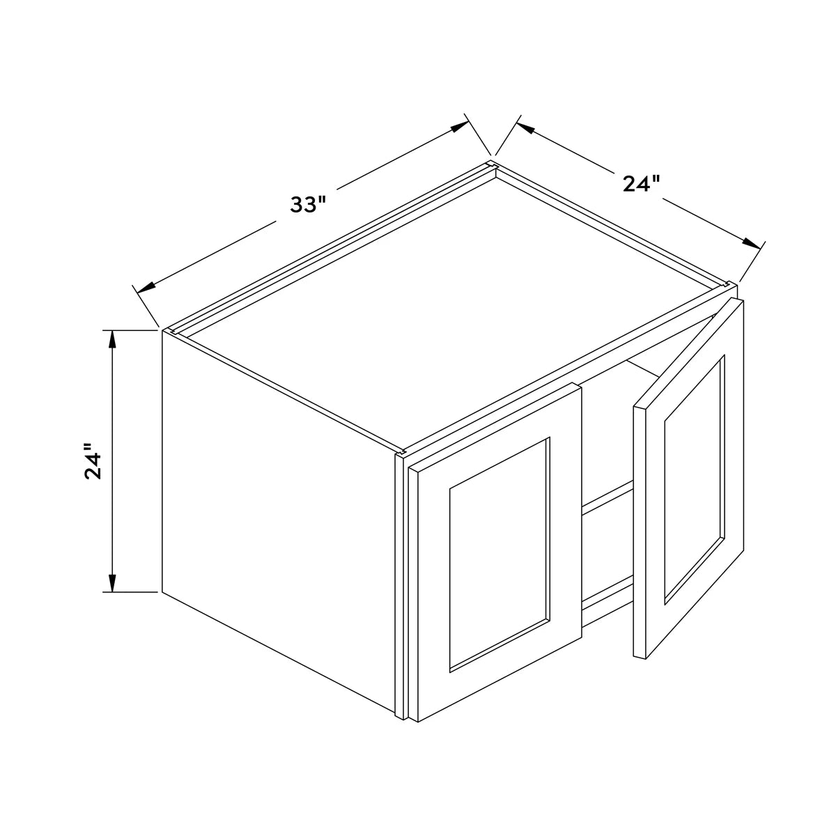 33”W x 24”H 24" Depth Wall Cabinet - Black Shaker - Craft Cabinetry Image Specifications