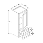 18”W x 60”H 15" Depth Wall Cabinet with 2 Drawers - White Shaker - Craft Cabinetry Image Specifications